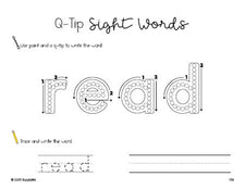 Free second grade worksheet, beginner sight word for 2nd graders and high frequency word 'read', sight word worksheet includes q-tip painting, sight word tracing and handwriting, second 100 fry sight words, Dolch, PDF