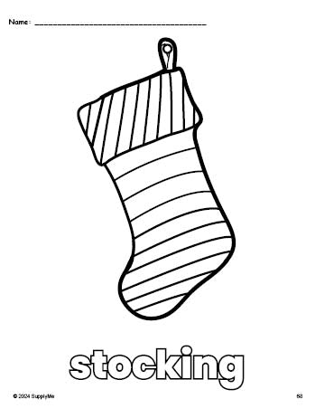 FREE Printable Stocking Christmas Coloring Page for Preschool, Pre-K ...