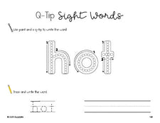 Free third grade worksheet, beginner sight word for 3rd graders and high frequency word 'hot', sight word worksheet includes q-tip painting, sight word tracing and handwriting, fifth 100 fry sight words, Dolch, PDF