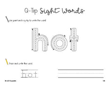 Free third grade worksheet, beginner sight word for 3rd graders and high frequency word 'hot', sight word worksheet includes q-tip painting, sight word tracing and handwriting, fifth 100 fry sight words, Dolch, PDF