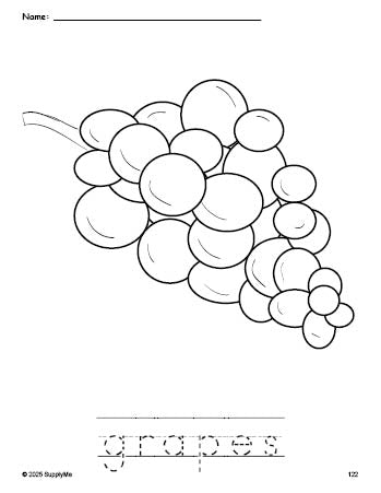 Grape Pattern Worksheet FREE Printable Grapes Coloring Page and Word Tracing Worksheet, Perfect ...