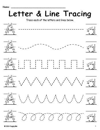 Letter A Tracing Worksheet With Line Tracing, Uppercase And Lowercase Letters, Includes Letter Formation Guides