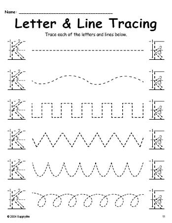 Letter K Tracing Worksheet With Line Tracing, Uppercase And Lowercase Letters, Includes Letter Formation Guides