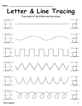 Letter D Tracing Worksheet With Line Tracing, Uppercase And Lowercase Letters