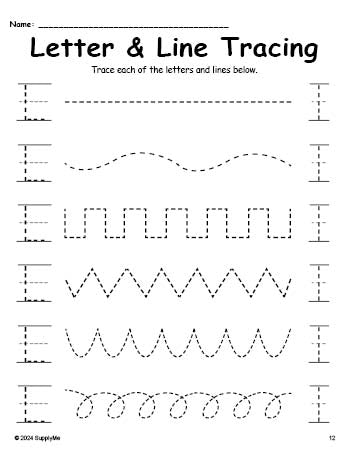 Letter L Tracing Worksheet With Line Tracing, Uppercase And Lowercase Letters