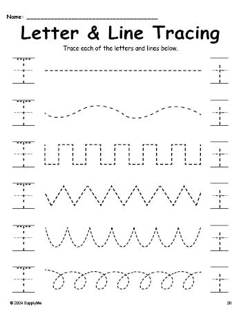 Line Tracing T Letter T Tracing Worksheet With Line Tracing, Uppercase And Lowercase ...