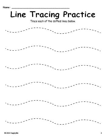 Line Tracing Worksheet, Wavy