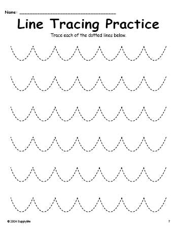 Line Tracing Worksheet, Scalloped Down