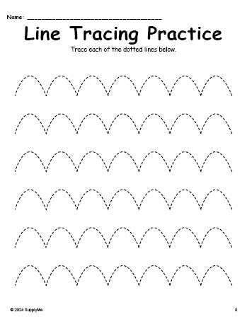 Line Tracing Worksheet, Scalloped Up