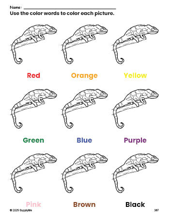 Lizards Printable Text FREE Lizard Coloring Page and Color Worksheet for Preschoolers to Learn ...