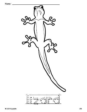 Lizard Writing Simple FREE Printable Lizard Coloring Page and Word Tracing Worksheet, Letter ...