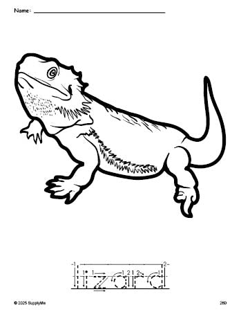 Lizards Printable Text FREE Printable Lizard Coloring Page and Word Tracing Worksheet, Letter ...