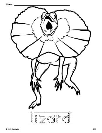 Lizards Printable Text FREE Printable Lizard Coloring Page and Word Tracing Worksheet, Letter ...