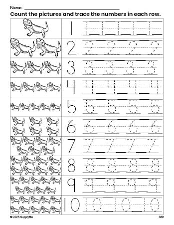 FREE Printable Lizard Counting Worksheet for Preschool and Pre-K with ...
