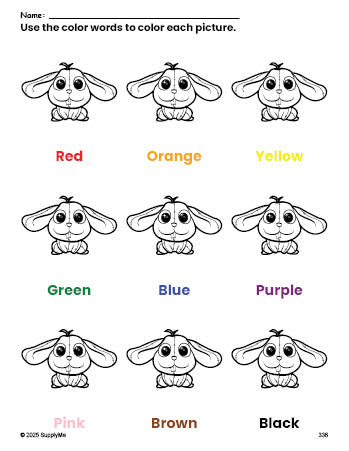Look And Coloring Rabbit Worksheet FREE Rabbit Coloring Page and Color Worksheet for Preschoolers to Learn ...