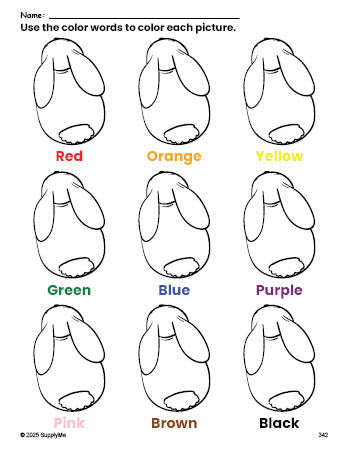 FREE Rabbit Coloring Page and Color Worksheet for Preschoolers to Learn ...