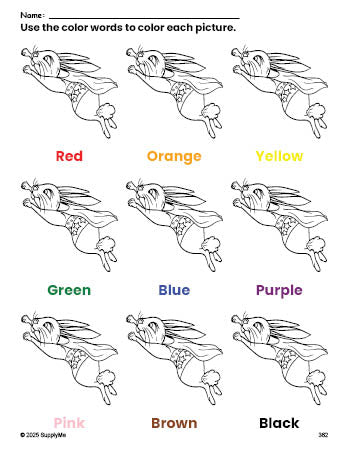 Look And Coloring Rabbit Worksheet FREE Rabbit Coloring Page and Color Worksheet for Preschoolers to Learn ...