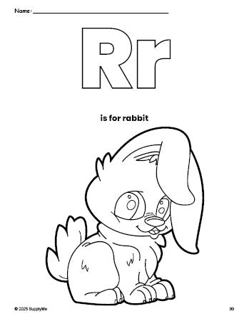 FREE Printable Rabbit Coloring Page, Letter R Coloring Page for ...