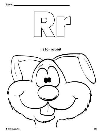 FREE Printable Rabbit Coloring Page, Letter R Coloring Page for ...