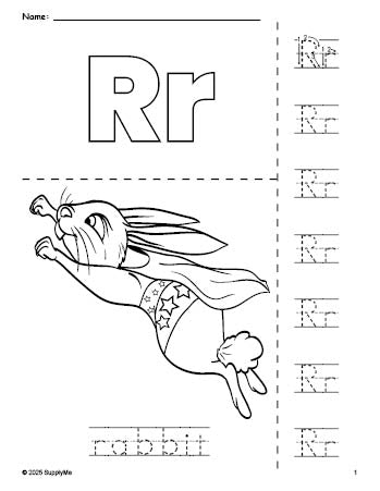 FREE Printable Rabbit Coloring Page and Letter Tracing Worksheet ...
