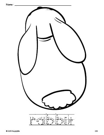 Word Rabbit Trace FREE Printable Rabbit Coloring Page and Word Tracing Worksheet, Letter ...