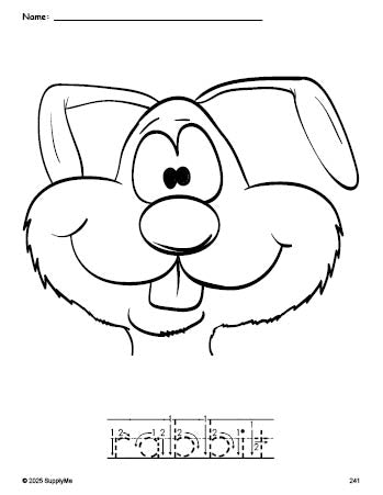 Word Rabbit Trace FREE Printable Rabbit Coloring Page and Word Tracing Worksheet, Letter ...