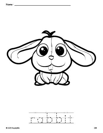 Word Rabbit Trace FREE Printable Rabbit Coloring Page and Word Tracing Worksheet, Perfect ...