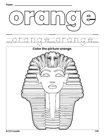FREE Sphinx Color Orange Coloring Page and Color Worksheet, Orange ...