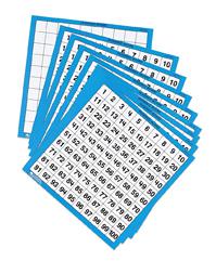 Laminated Hundreds Boards, Set of 10