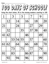 "100 Days of School" - Printable Counting to 100 Worksheet!