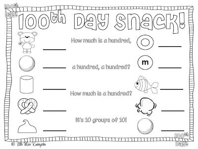 100th Day Snack/Math Freebies!