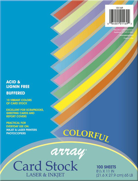 Array® Card Stock, 65#, Colorful Assortment, 100 Sheets