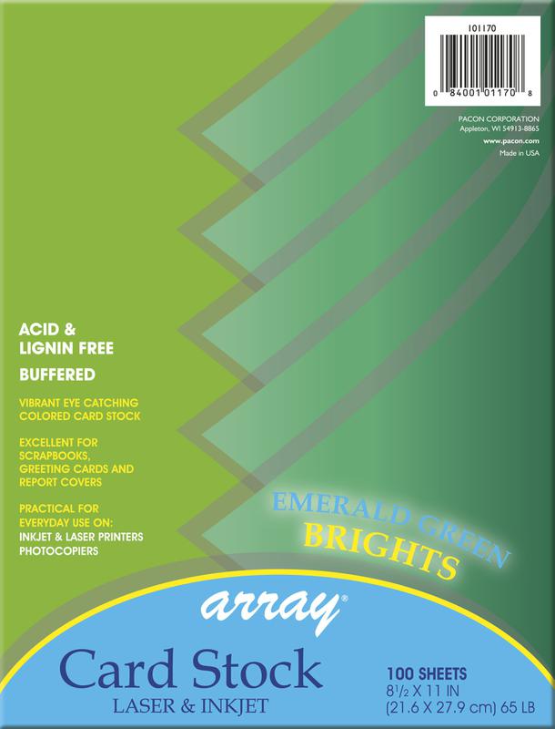 Array® Card Stock, 65#, Emerald Green, 100 Sheets