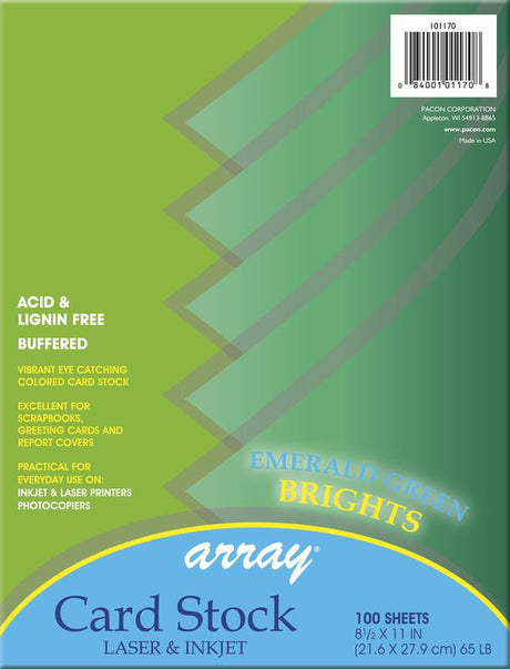 Array® Card Stock, 65#, Emerald Green, 100 Sheets