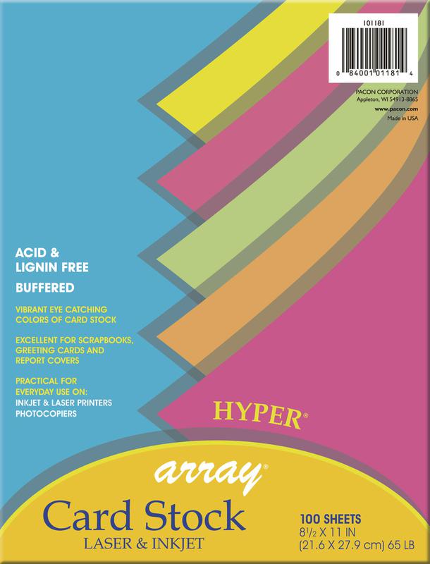 Array® Card Stock, 65#, Hyper Assortment, 100 Sheets