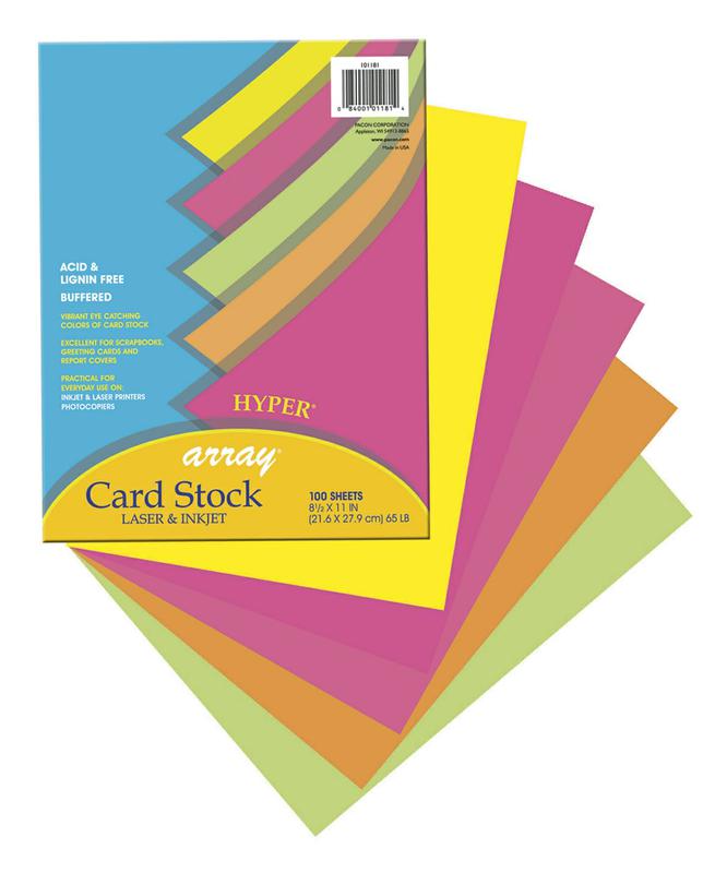 Array® Card Stock, 65#, Hyper Assortment, 100 Sheets