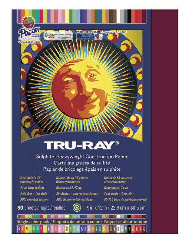 Tru-Ray® Construction Paper, 9" x 12" Burgundy