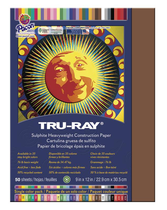 Pacon Tru-Ray Construction Paper, 9 x 12, Dark Brown 