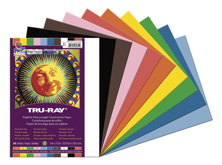 Tru-Ray® Construction Paper, 9" x 12" Assorted