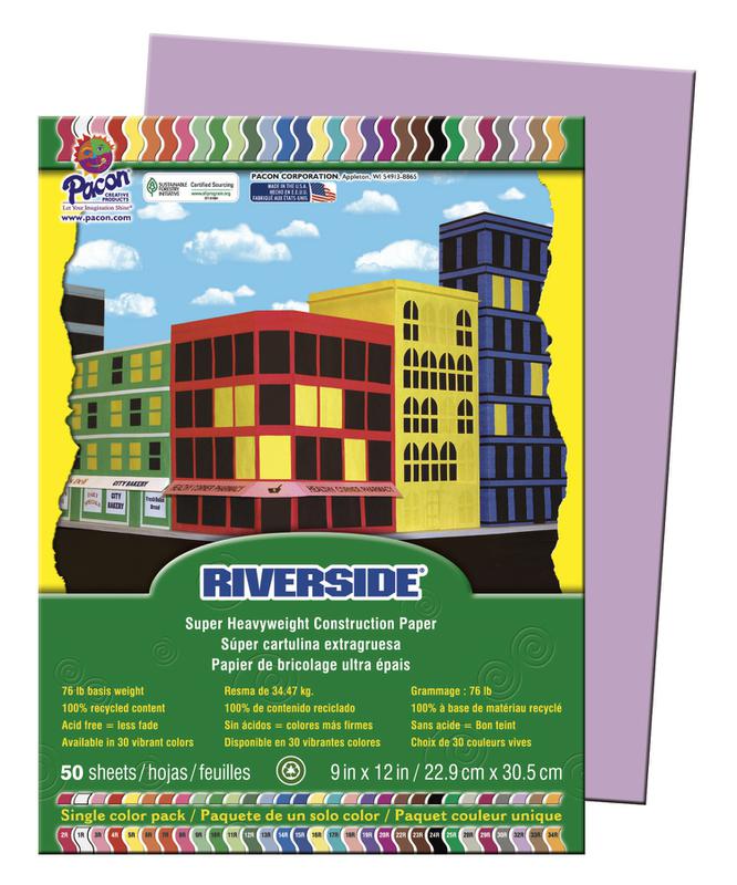 Riverside 9 x 12 Lilac 50 Sheets Construction Paper