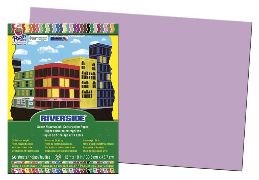 Riverside 12 x 18 Lilac Construction Paper, 50 Sheets
