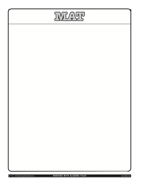 Hands-On Algebra Classroom Kit