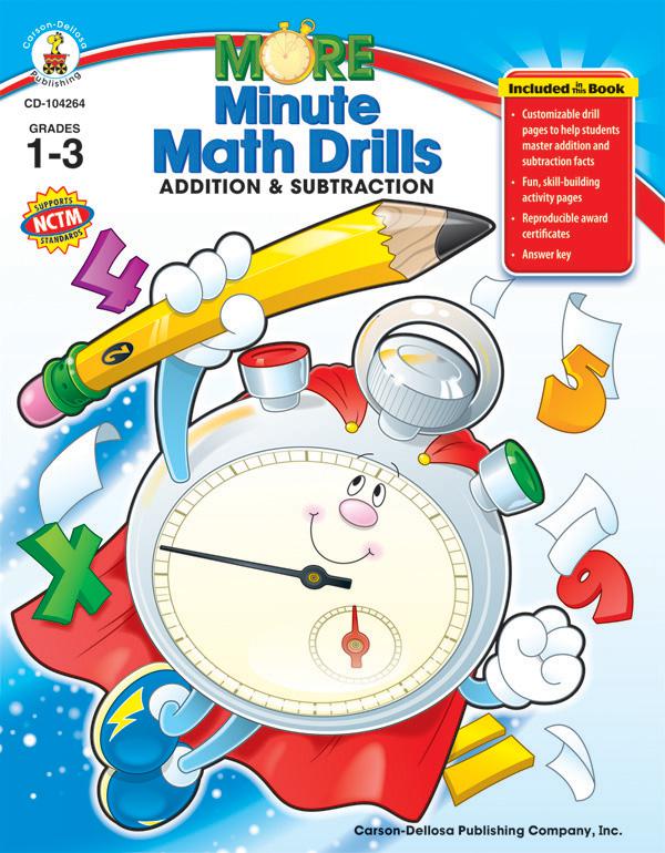 More Minute Math Drills: Addition & Subtraction Resource Book, Gr 1-3