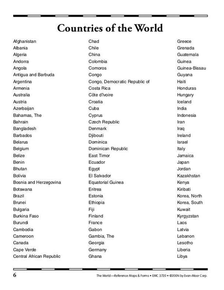 The World Reference & Map Forms