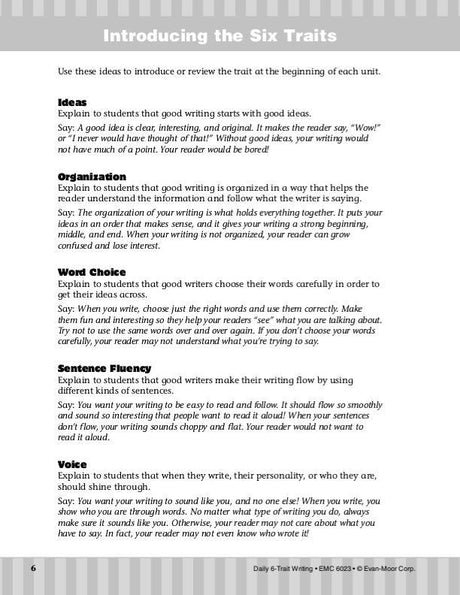 Daily 6-Trait Writing, Grade 3