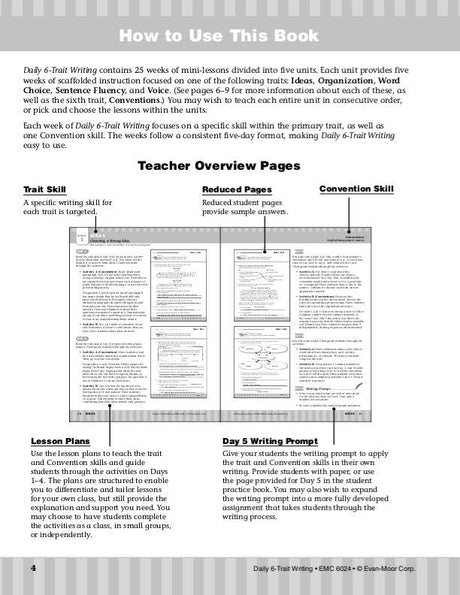Daily 6-Trait Writing, Grade 4
