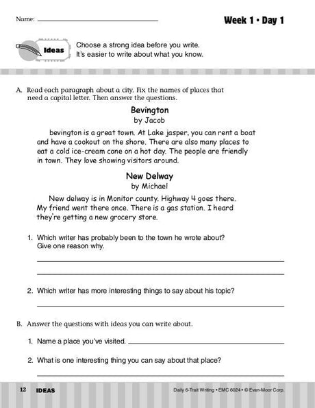 Daily 6-Trait Writing, Grade 4