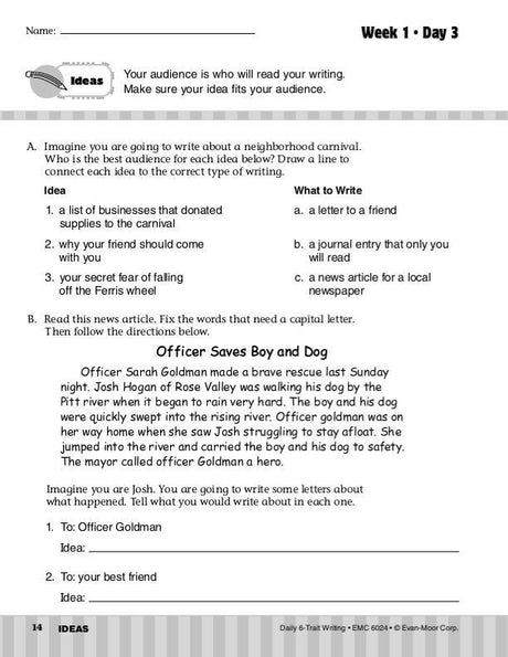 Daily 6-Trait Writing, Grade 4