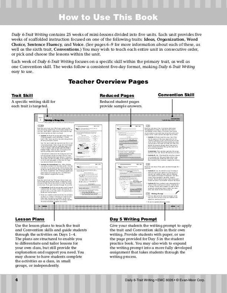 Daily 6-Trait Writing, Grade 6