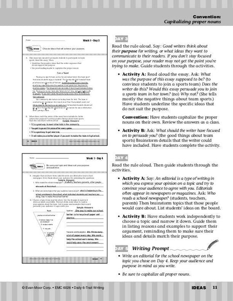Daily 6-Trait Writing, Grade 6